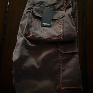 True Religion Men's Dark Brown Cargo Pants